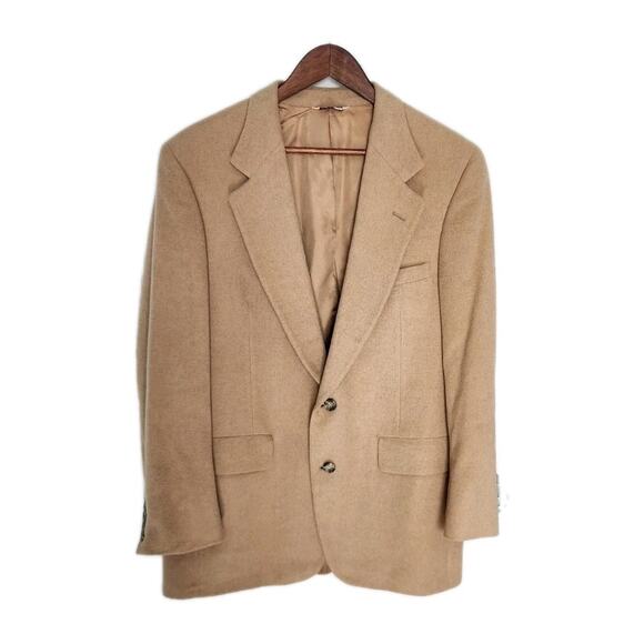 Vintage Club Room Blazer Mens 42 Tan Camel Hair Suit Jacket Sport Coat Retro - Picture 1 of 9